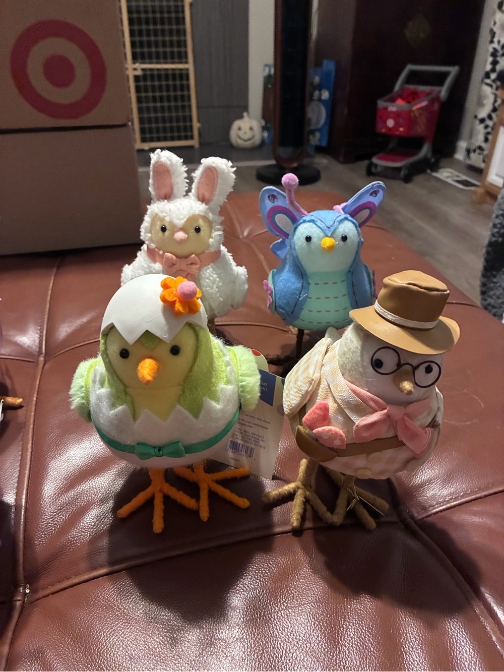 Felt Bird Collection - Green Chick, Blue Owl, Pink Bunny, Beige Finch